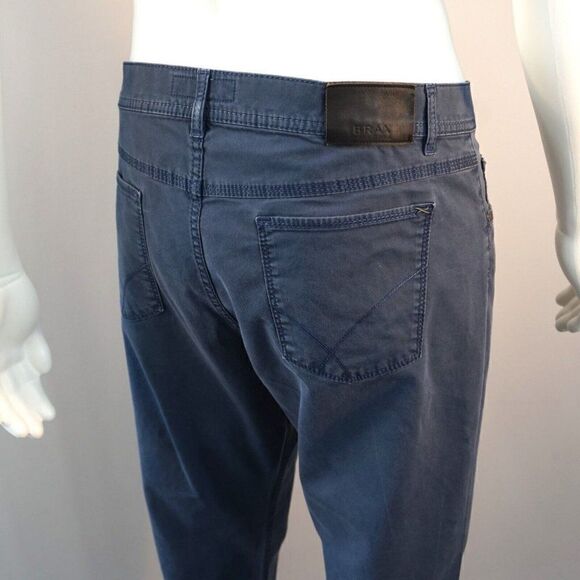 Brax Feel Good Cooper Fancy Blue Gray Pants Mens Trousers Size 40x29 - Picture 1 of 11